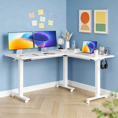 L Shaped Standing Rolling Desk - 63X55 Inch