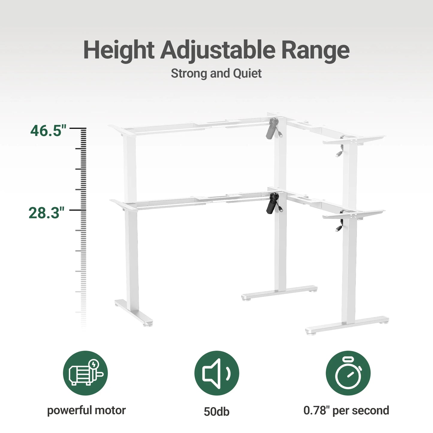 L Shaped Standing Rolling Desk - 63X55 Inch 