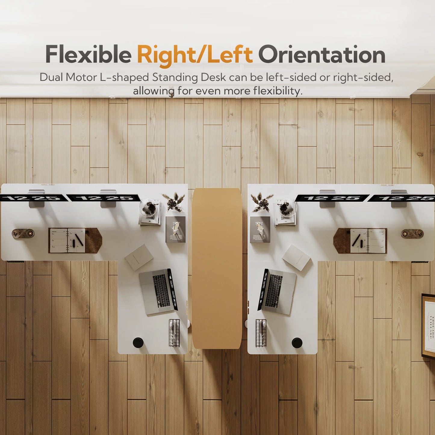 L Shaped Standing Rolling Desk - 63X55 Inch 