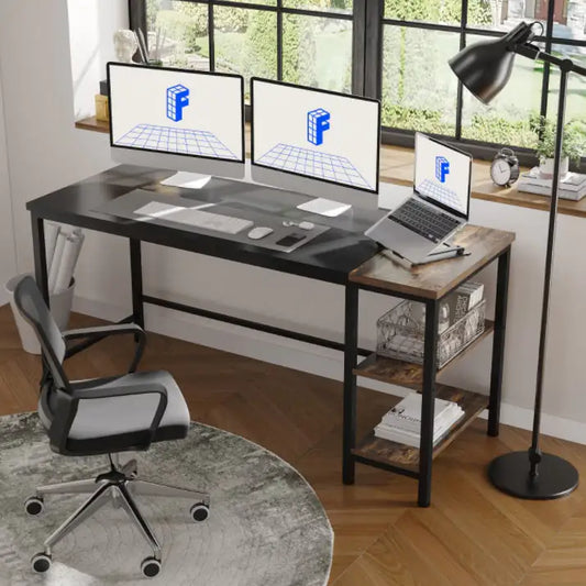 63 Inch Computer Workstation Black