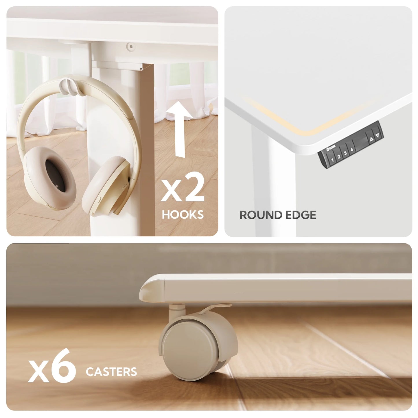 L Shaped Standing Rolling Desk - 63X55 Inch 