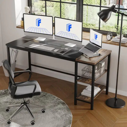 63 Inch Computer Workstation Black